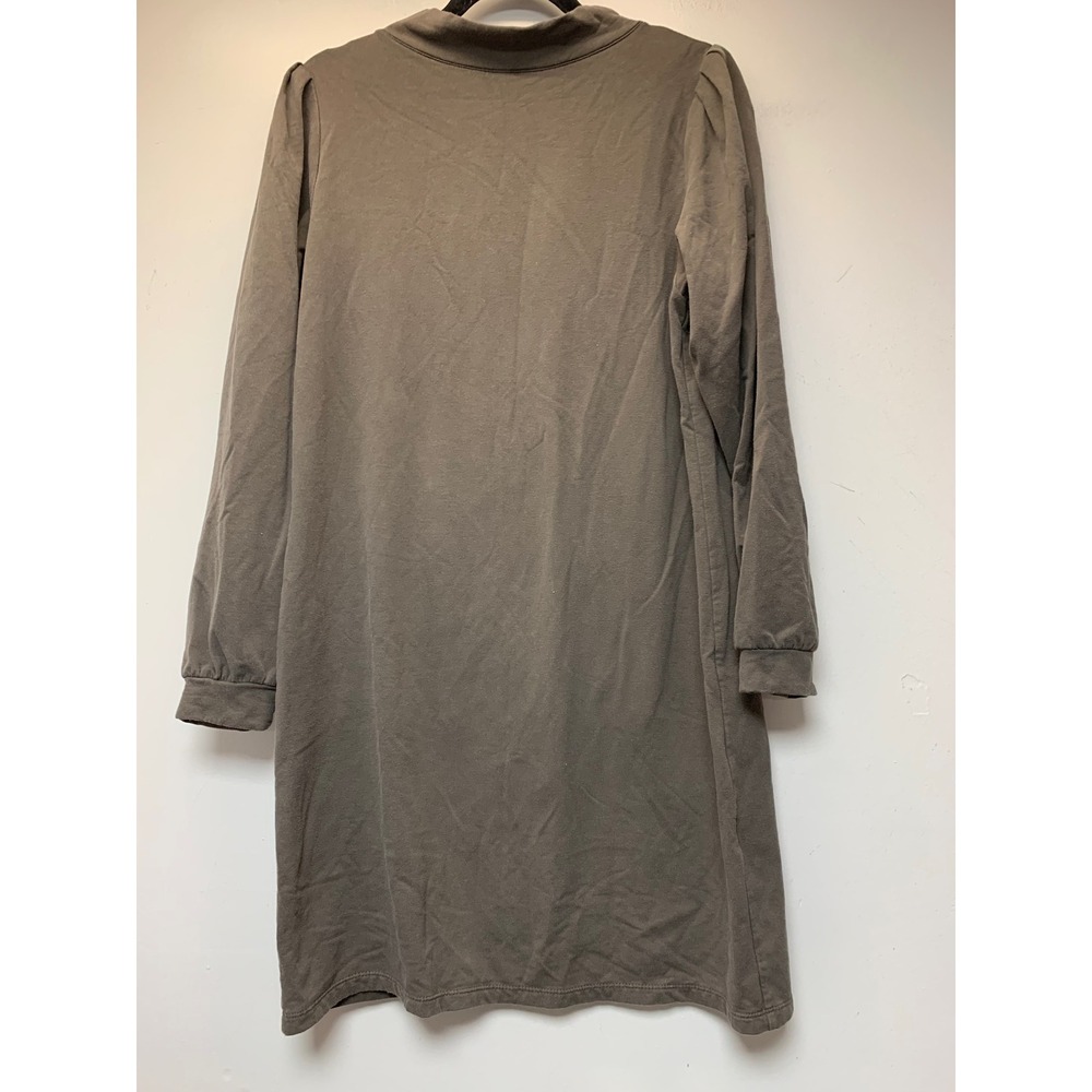 Garnet Hill T-Shirt Dress Womens Medium Brown Excellent Mock Neck Puff Sleeve
